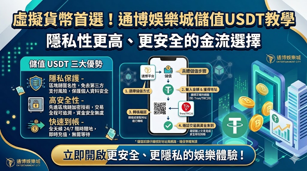虛擬貨幣首選!通博娛樂城儲值USDT教學,隱私性更高、更安全的金流選擇